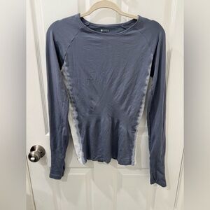 Zella Nordstrom Blue Long Sleeve Shirt with White Tie Die Detail